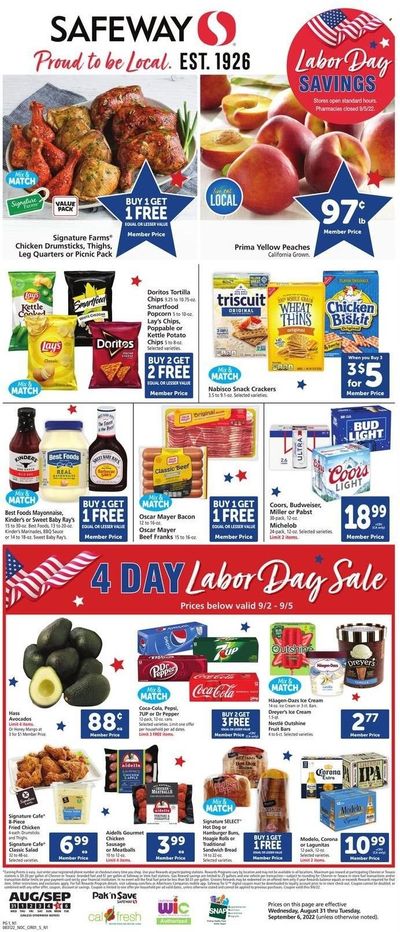 Safeway (CA, HI, OR, WA) Weekly Ad Flyer Specials August 31 to September 6, 2022