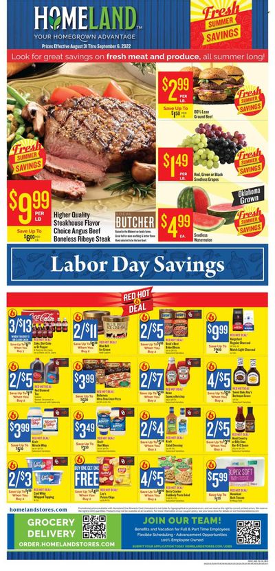 Homeland (OK, TX) Weekly Ad Flyer Specials August 31 to September 6, 2022