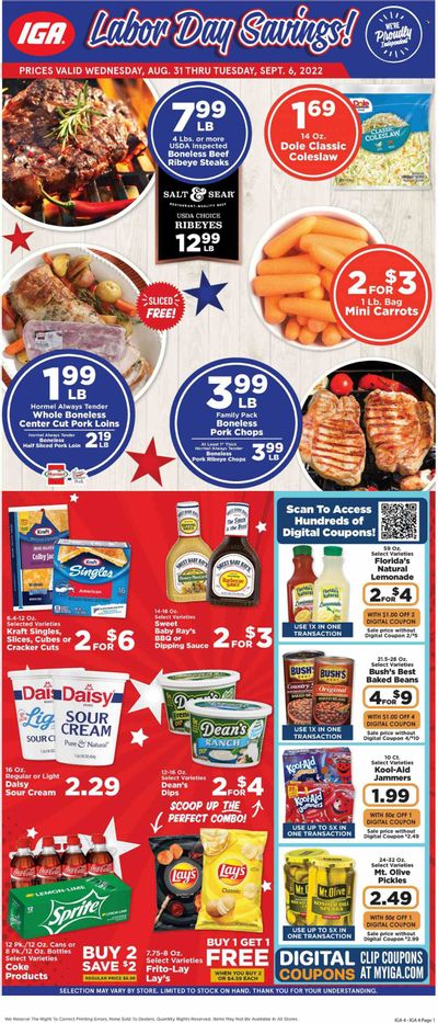 IGA (KY) Weekly Ad Flyer Specials August 31 to September 6, 2022