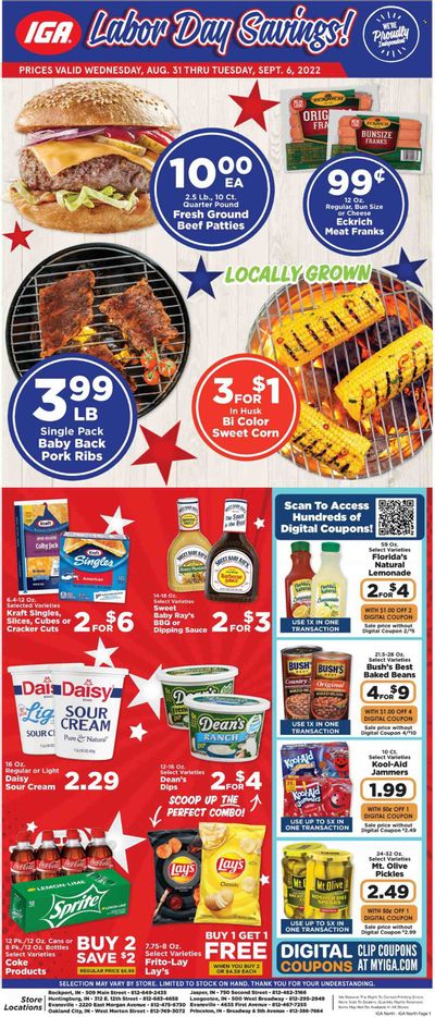 IGA (IN) Weekly Ad Flyer Specials August 31 to September 6, 2022