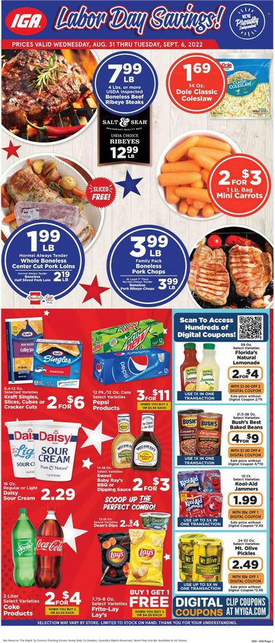 IGA (KY) Weekly Ad Flyer Specials August 31 to September 6, 2022