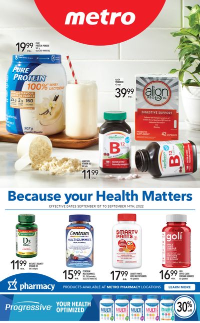 Metro (ON) Because Your Health Matters Flyer September 1 to 14
