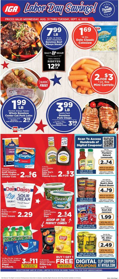 IGA (TN) Weekly Ad Flyer Specials August 31 to September 6, 2022
