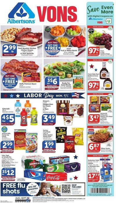 Vons (CA) Weekly Ad Flyer Specials August 31 to September 6, 2022