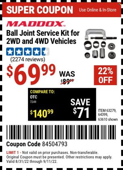 Harbor Freight Weekly Ad Flyer Specials August 31 to September 11, 2022