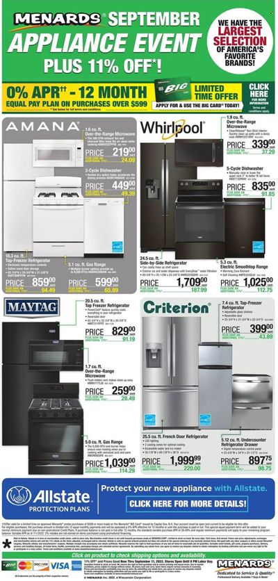 Menards Weekly Ad Flyer Specials August 31 to September 11, 2022