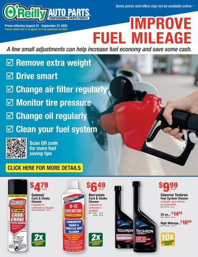 O'Reilly Auto Parts Weekly Ad Flyer Specials August 31 to September 27, 2022
