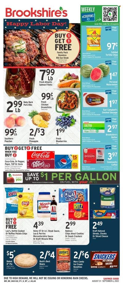 Brookshires (AR, LA, TX) Weekly Ad Flyer Specials August 31 to September 6, 2022