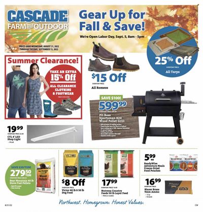 Cascade Farm And Outdoor (OR, WA) Weekly Ad Flyer Specials August 31 to September 13, 2022