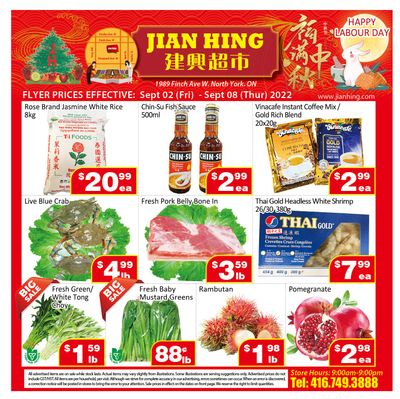 Jian Hing Supermarket (North York) Flyer September 2 to 8