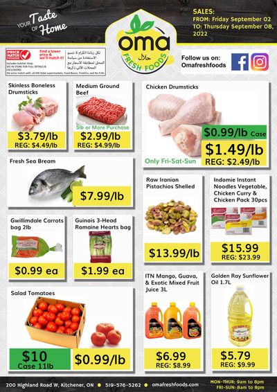 Oma Fresh Foods Flyer September 2 to 8