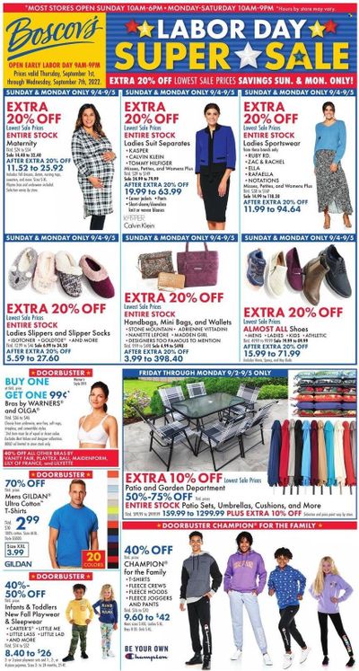 Boscov's (CT, DE, MD, NJ, NY, PA) Weekly Ad Flyer Specials September 1 to September 7, 2022