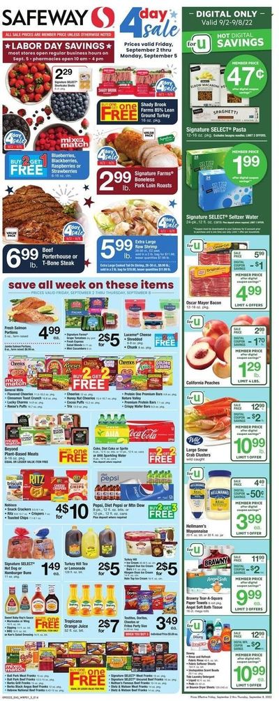 Safeway (MD, VA) Weekly Ad Flyer Specials September 2 to September 8, 2022