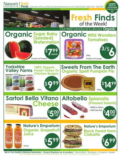 Nature's Emporium Weekly Flyer September 2 to 8