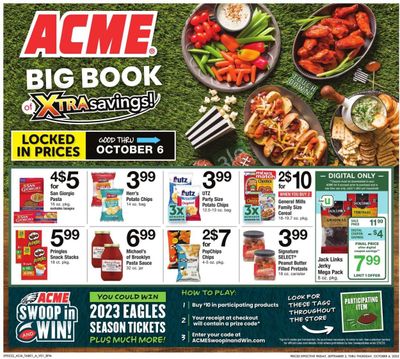 ACME (DE, NJ, NY, PA) Weekly Ad Flyer Specials September 2 to October 6, 2022