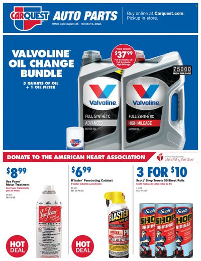 Carquest Weekly Ad Flyer Specials August 25 to October 5, 2022