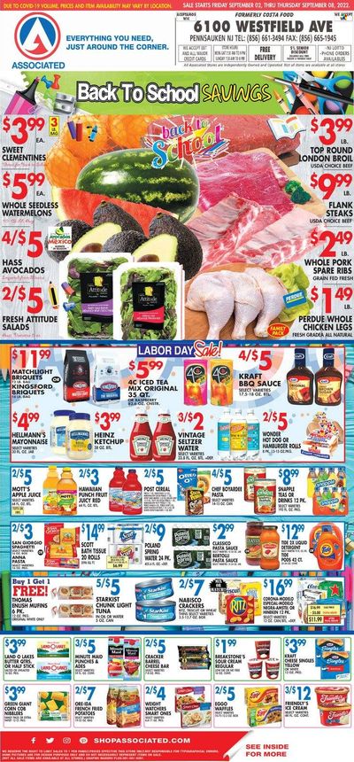 Associated Supermarkets (NY) Weekly Ad Flyer Specials September 2 to September 8, 2022