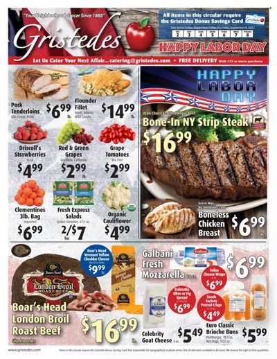Gristedes (NY) Weekly Ad Flyer Specials September 2 to September 8, 2022