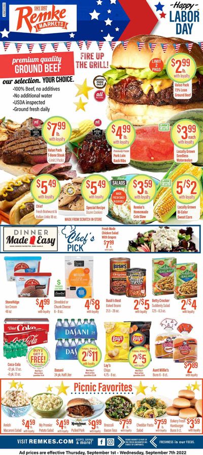 Remke (KY) Weekly Ad Flyer Specials September 1 to September 7, 2022