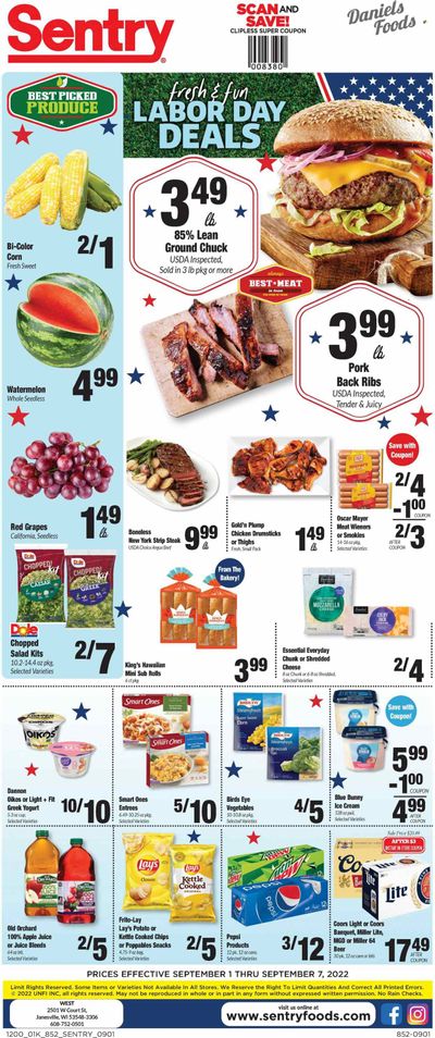 Sentry Foods Weekly Ad Flyer Specials September 1 to September 7, 2022