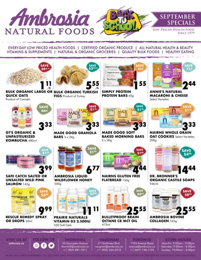 Ambrosia Natural Foods Flyer September 1 to 30
