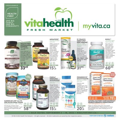 Vita Health Fresh Market Health First Flyer September 2 to 18