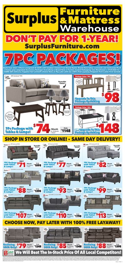 Surplus Furniture & Mattress Warehouse (St. Catharines) Flyer September 5 to 18 Surplus Furniture & Mattress Warehouse (St. Catharines) Flyer September 5 to 18