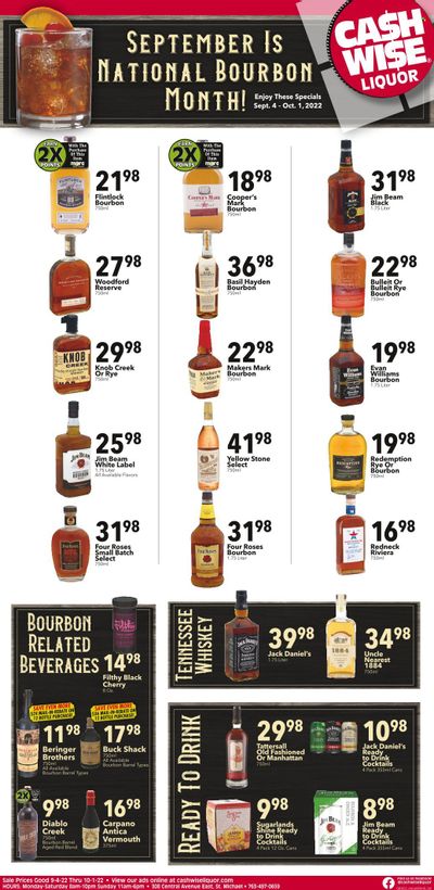 Cash Wise Liquor Only (MN) Weekly Ad Flyer Specials September 4 to October 1, 2022