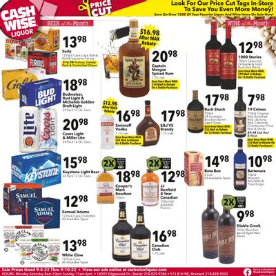 Cash Wise Liquor Only (MN) Weekly Ad Flyer Specials September 4 to September 10, 2022