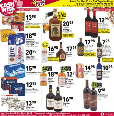 Cash Wise Liquor Only (MN) Weekly Ad Flyer Specials September 4 to September 10, 2022