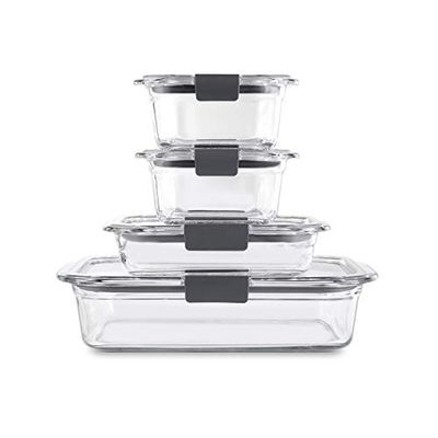 Rubbermaid Brilliance Glass Storage Set of 4 Food Containers with Lids (8 Pieces Total), Set, Assorted, Clear $37.29 (Reg $66.73)