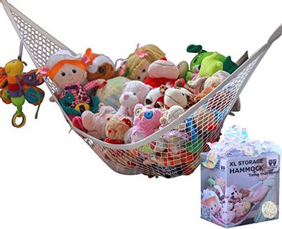 MiniOwls Toy Storage Hammock - Organizational Stuffed Animal Net for Play Room or Bedroom. Fits 20-30 Plushies. Comes in a Gift Box. (White, X-Large) $18.98 (Reg $22.98)