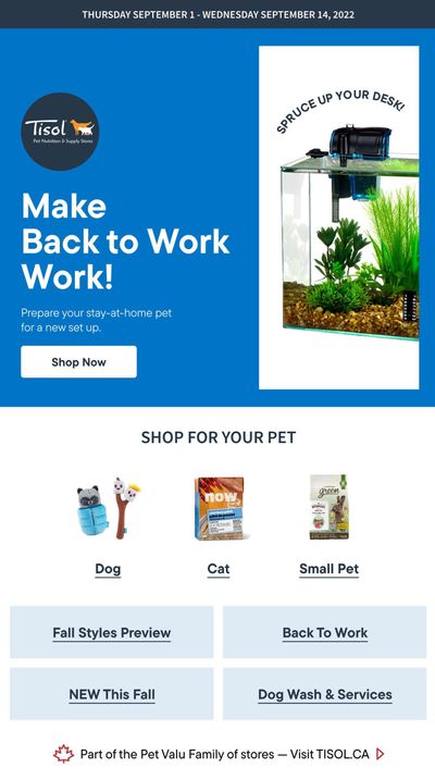 Tisol Pet Nutrition & Supply Stores Flyer September 1 to 14