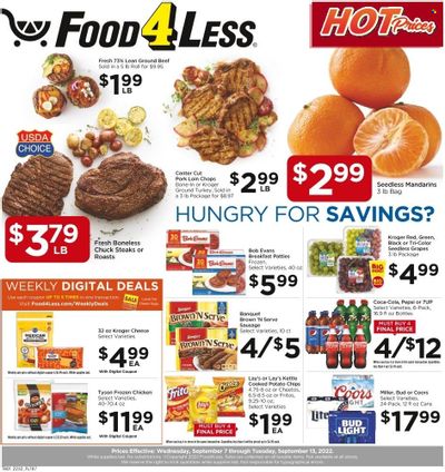 Food 4 Less (IN) Weekly Ad Flyer Specials September 7 to September 13, 2022