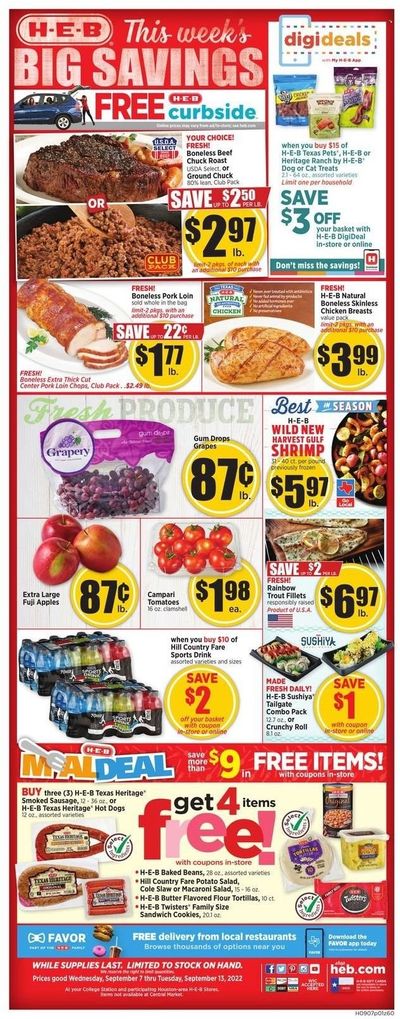 H-E-B (TX) Weekly Ad Flyer Specials September 7 to September 13, 2022