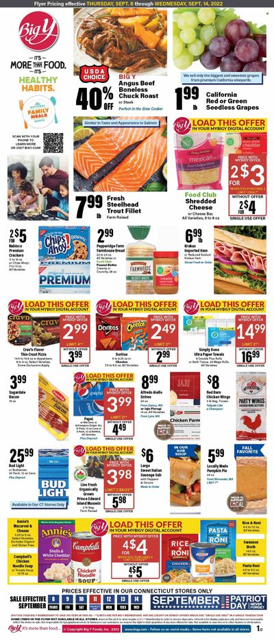 Big Y (CT) Weekly Ad Flyer Specials September 8 to September 14, 2022