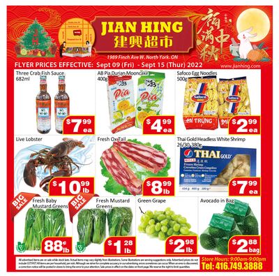 Jian Hing Supermarket (North York) Flyer September 9 to 15