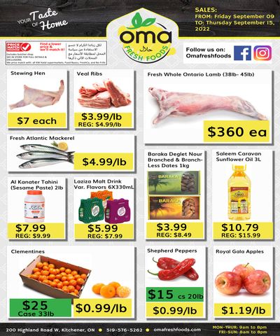 Oma Fresh Foods Flyer September 9 to 15