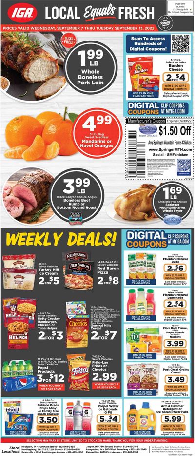 IGA (IN) Weekly Ad Flyer Specials September 7 to September 13, 2022