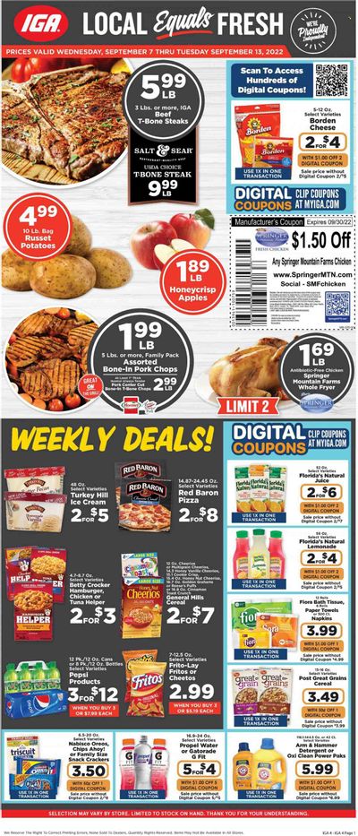 IGA (KY) Weekly Ad Flyer Specials September 7 to September 13, 2022