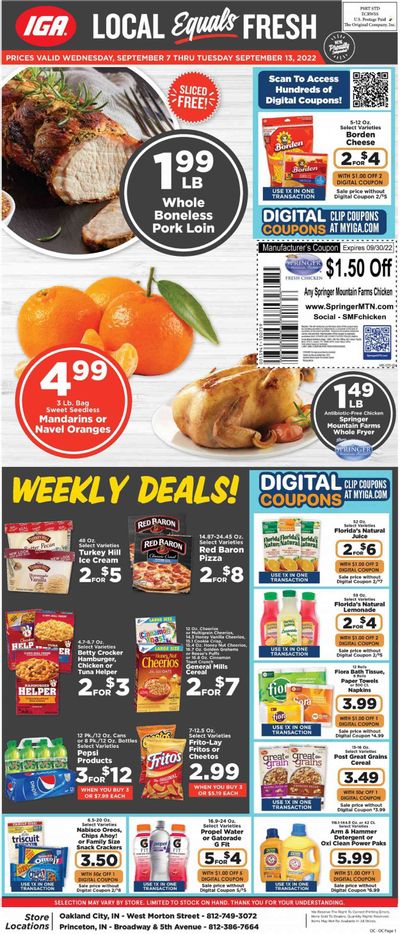 IGA (IN) Weekly Ad Flyer Specials September 7 to September 13, 2022