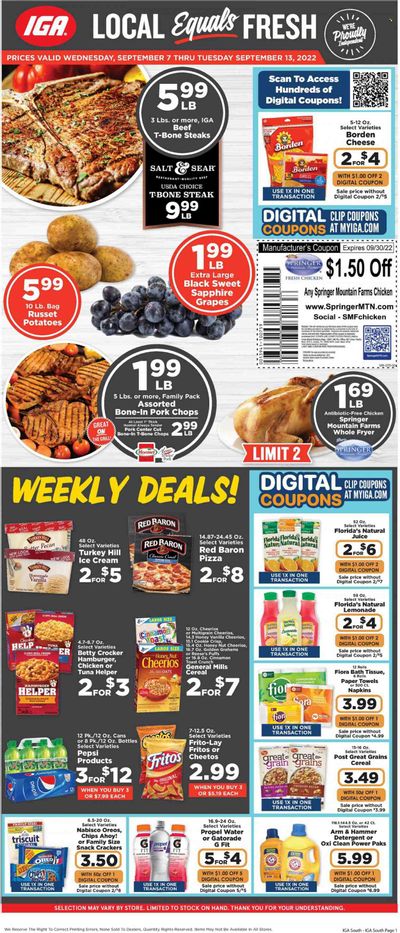 IGA (KY) Weekly Ad Flyer Specials September 7 to September 13, 2022