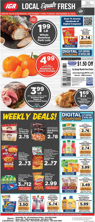 IGA (IN) Weekly Ad Flyer Specials September 7 to September 13, 2022