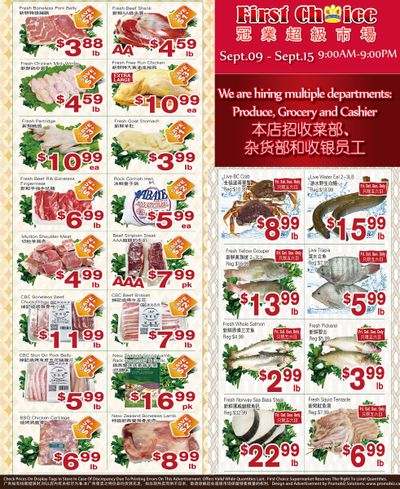 First Choice Supermarket Flyer September 9 to 15