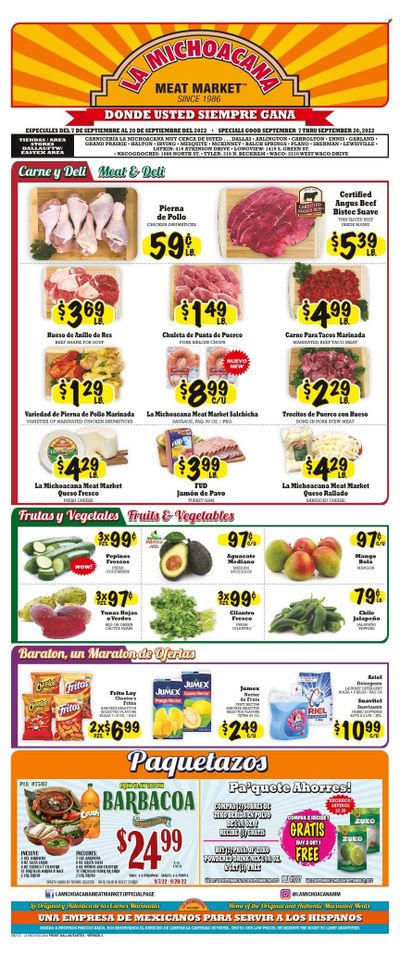 La Michoacana Meat Market (TX) Weekly Ad Flyer Specials September 7 to September 20, 2022