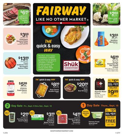 Fairway Market (CT, NJ, NY) Weekly Ad Flyer Specials September 9 to September 15, 2022