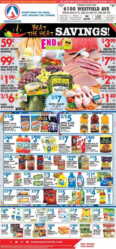 Associated Supermarkets (NY) Weekly Ad Flyer Specials September 9 to September 15, 2022