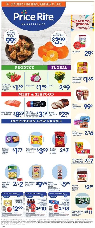 Price Rite (CT, MA, MD, NH, NJ, NY, PA, RI) Weekly Ad Flyer Specials September 9 to September 15, 2022