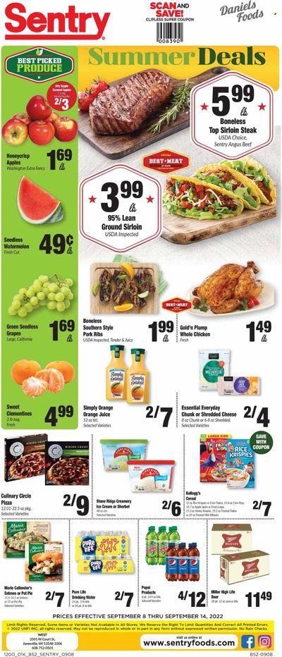 Sentry Foods (WI) Weekly Ad Flyer Specials September 8 to September 14, 2022