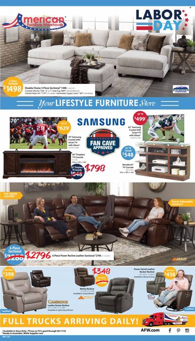 American Furniture Warehouse (AZ, CO, TX) Weekly Ad Flyer Specials September 11 to September 17, 2022